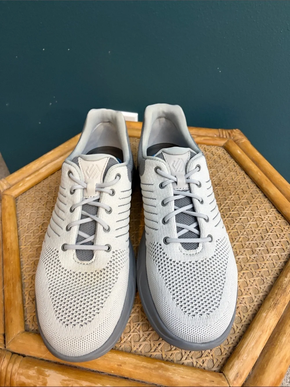 Johnston & Murphy Light Gray Knit Lace-Up Sneakers